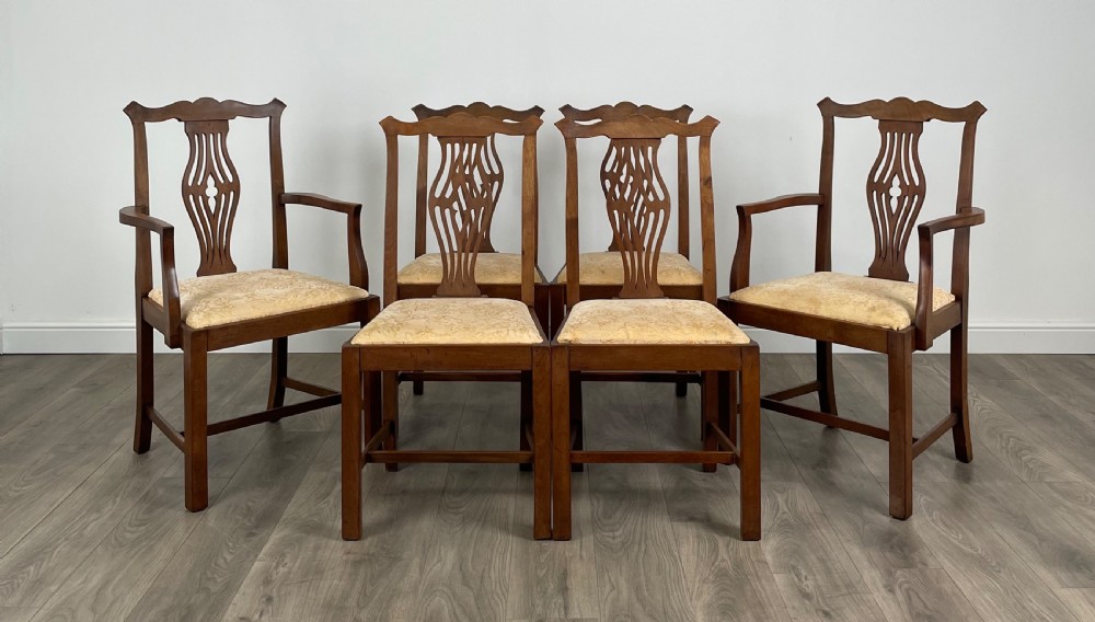 Antique 18th Century Set Of 6 Dining Chairs In Mahogany
