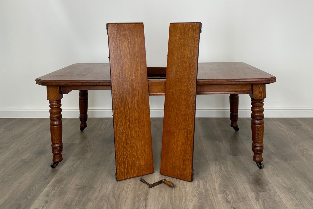 Antique 19th Century Quarter Cut Oak Dining Table View III