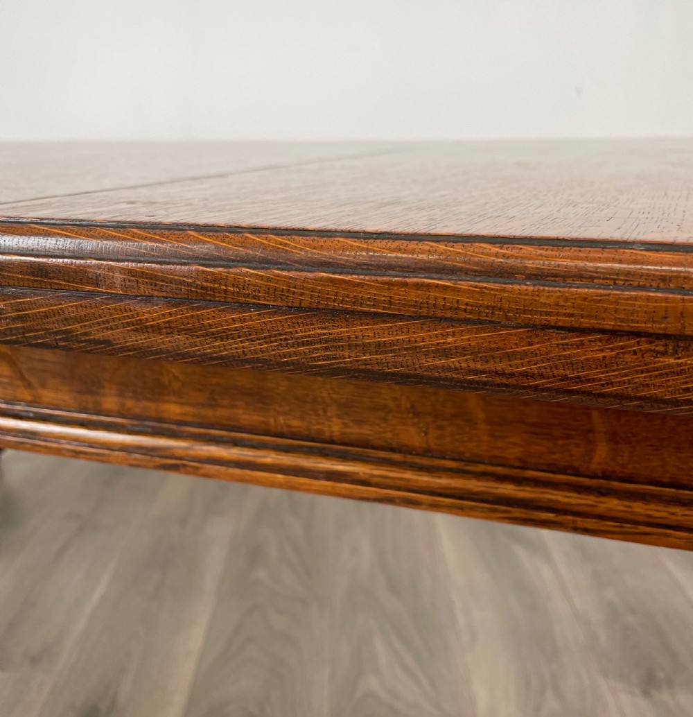 Antique 19th Century Quarter Cut Oak Dining Table View VIII