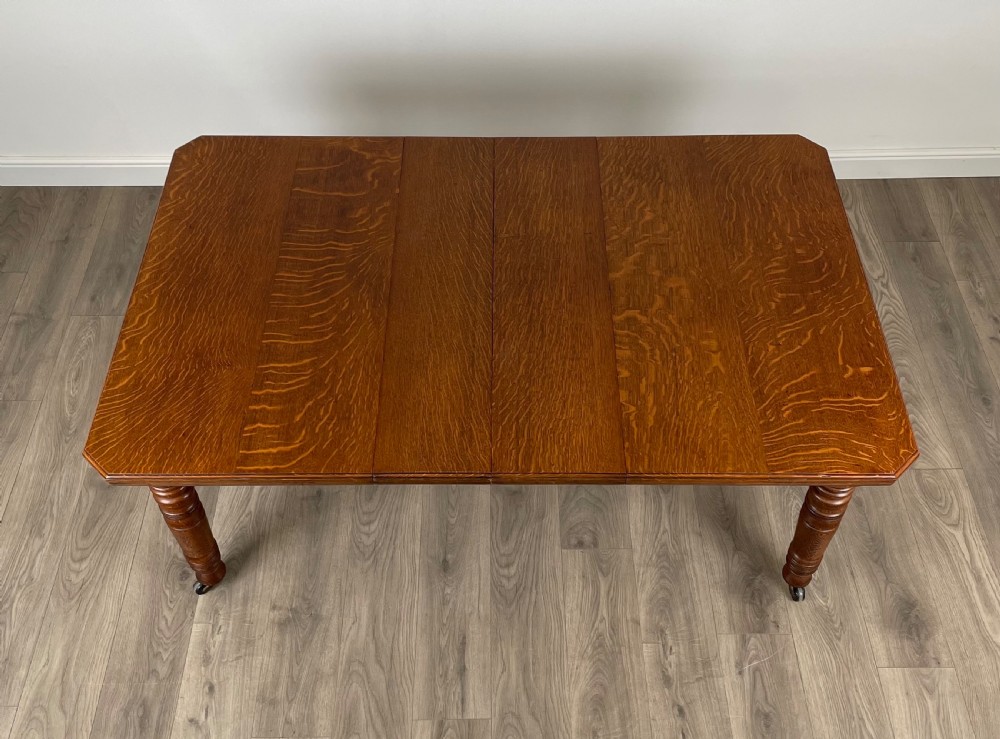 Antique 19th Century Quarter Cut Oak Dining Table View IX