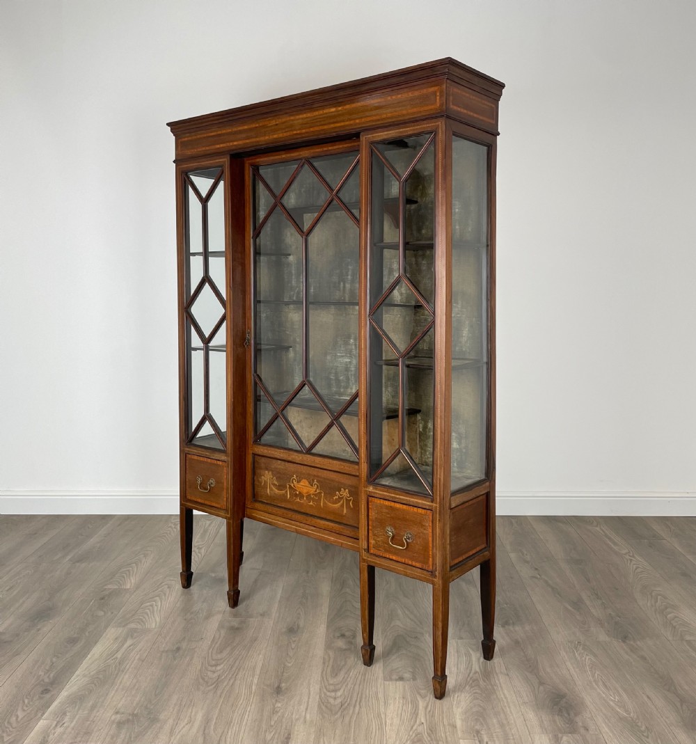 Antique 19th Century Inlaid Display Cabinet In Mahogany View IV