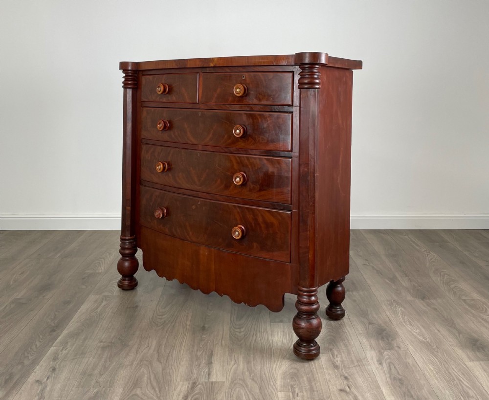 Antique 19th Century Bow Front Chest Of Drawers In Mahogany View V