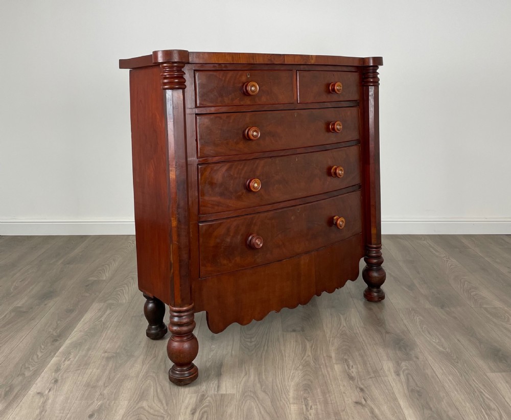 Antique 19th Century Bow Front Chest Of Drawers In Mahogany View XI