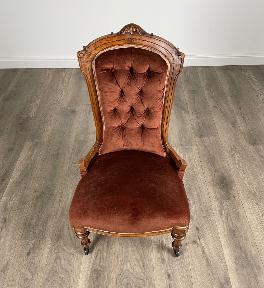 Antique 19th Century Walnut Nursing Chair View VIII