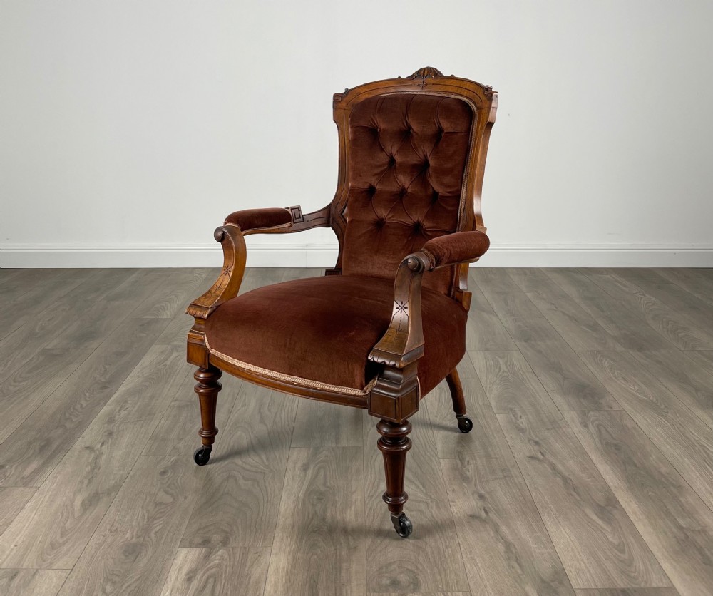 Antique Pair Of 19th Century Armchairs In Walnut View II