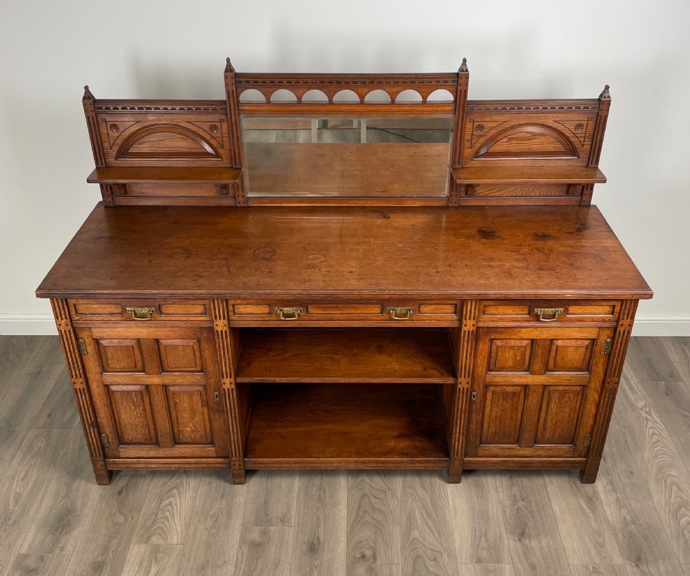 Antique 20th Century Sideboard In Oak View XII