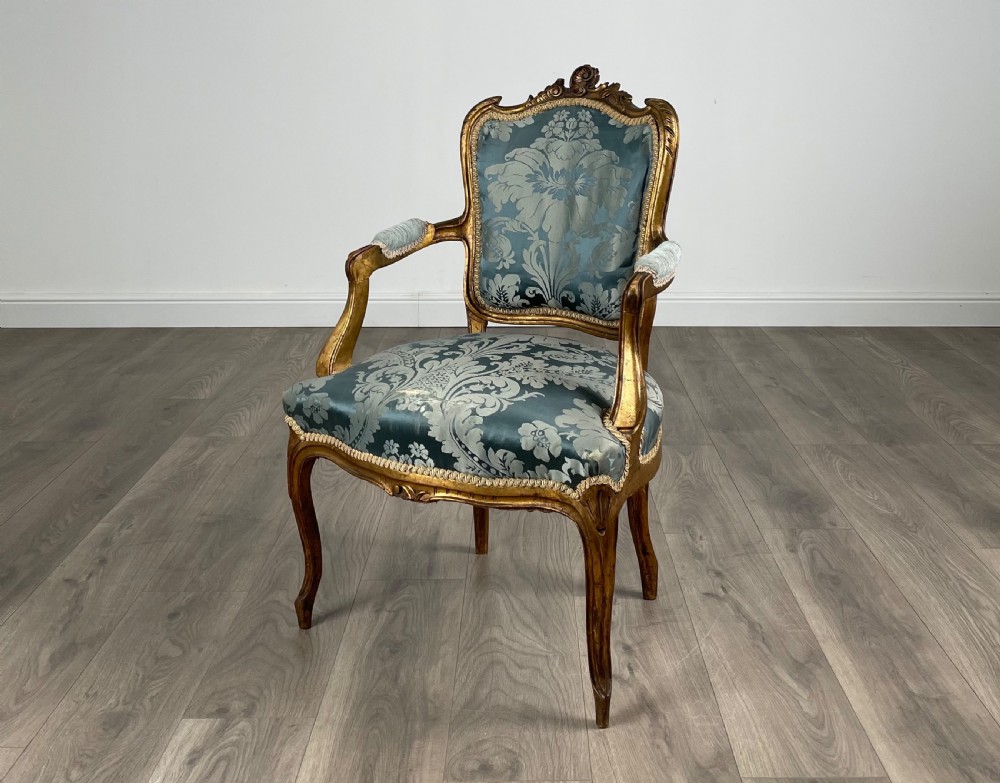 Antique 19th Century Pair Of Gilded French Armchairs View II