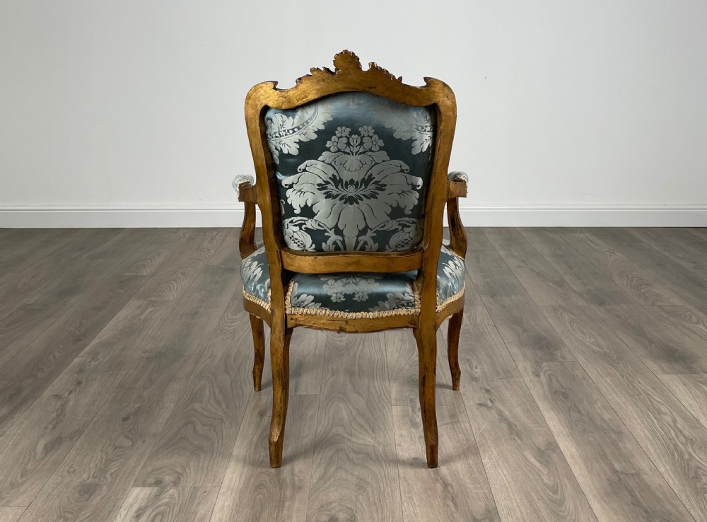 Antique 19th Century Pair Of Gilded French Armchairs View V
