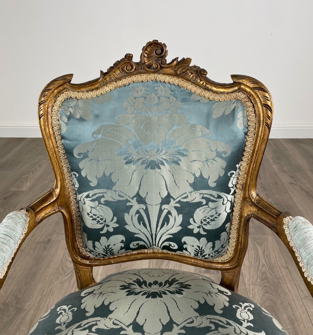 Antique 19th Century Pair Of Gilded French Armchairs View X