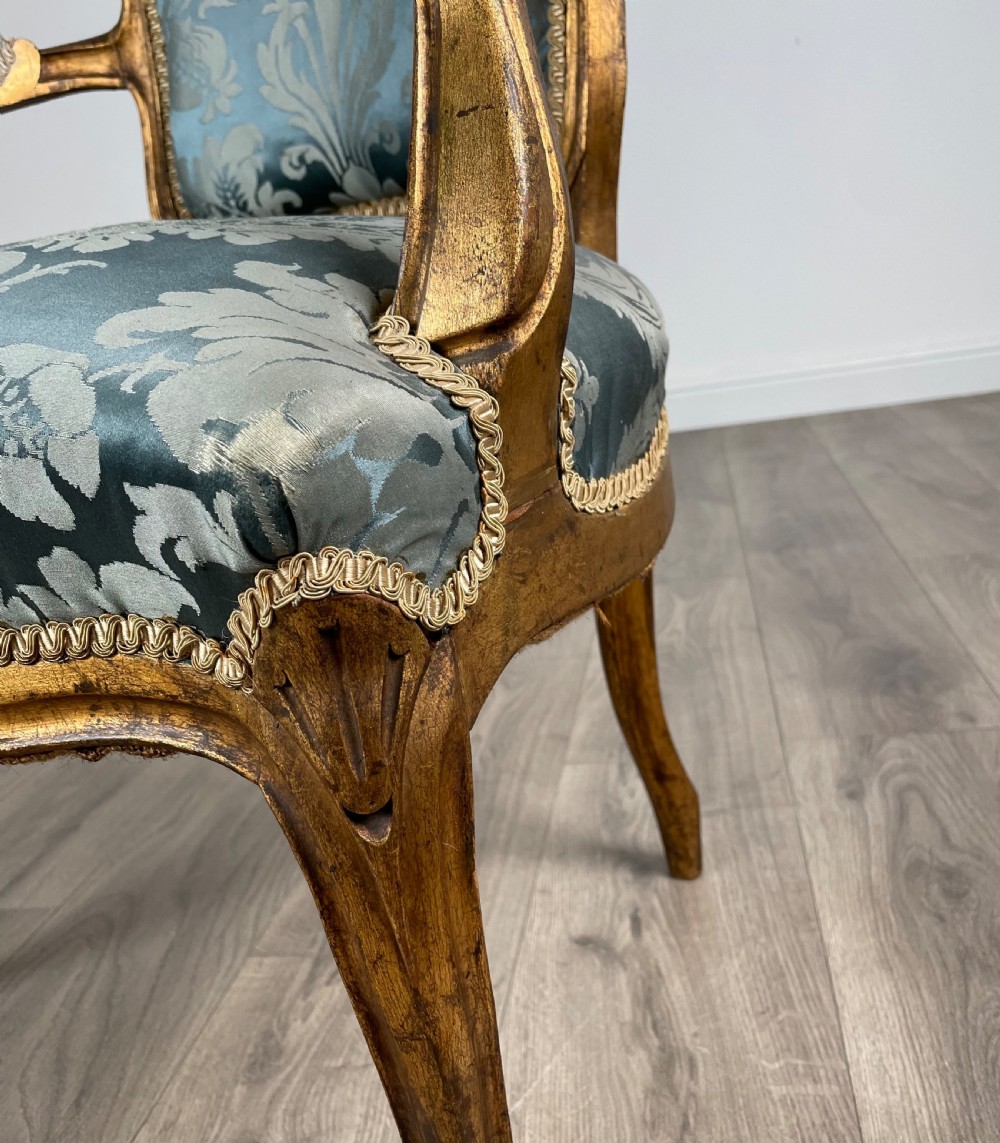 Antique 19th Century Pair Of Gilded French Armchairs View XI