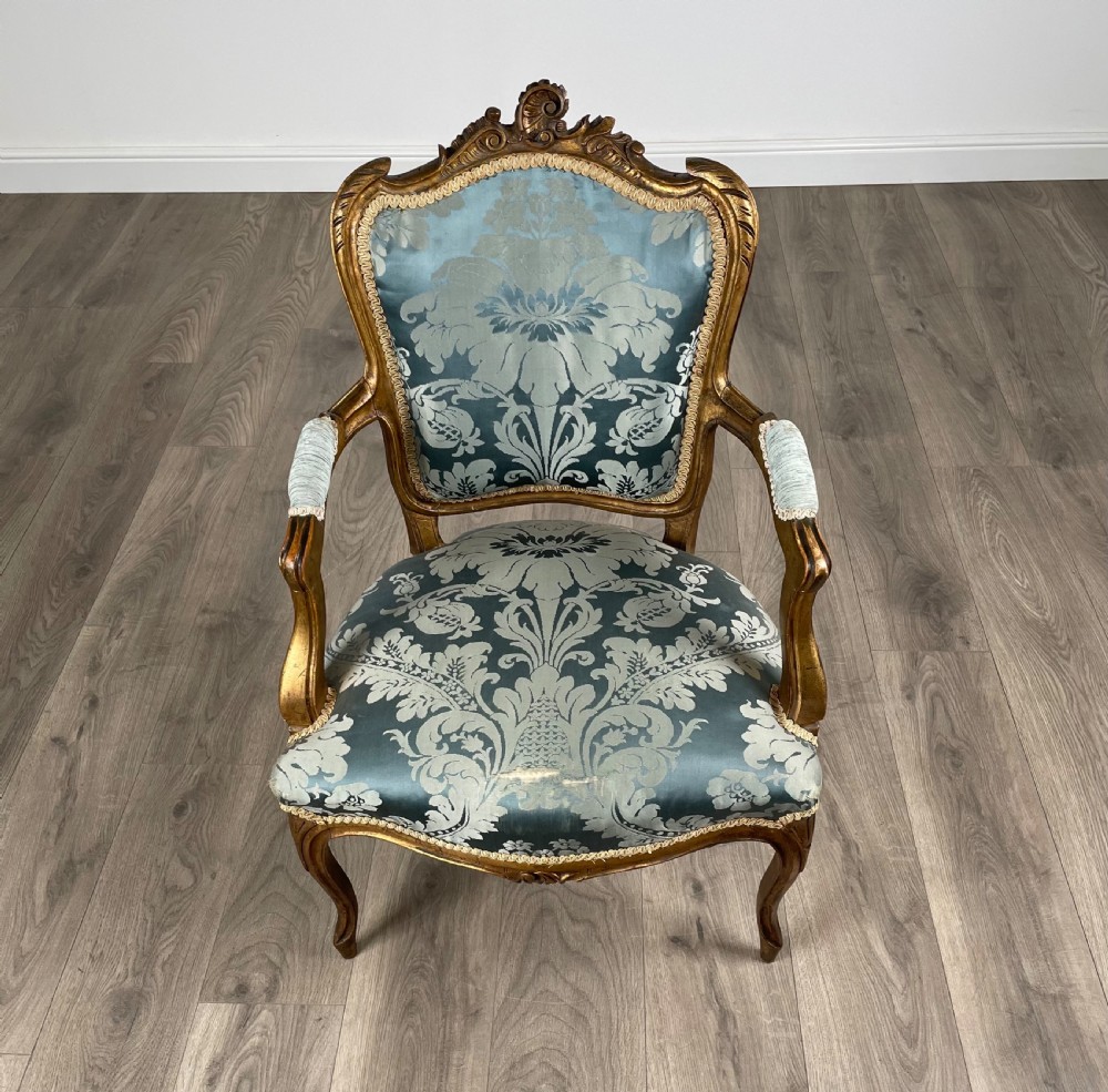 Antique 19th Century Pair Of Gilded French Armchairs View XIII