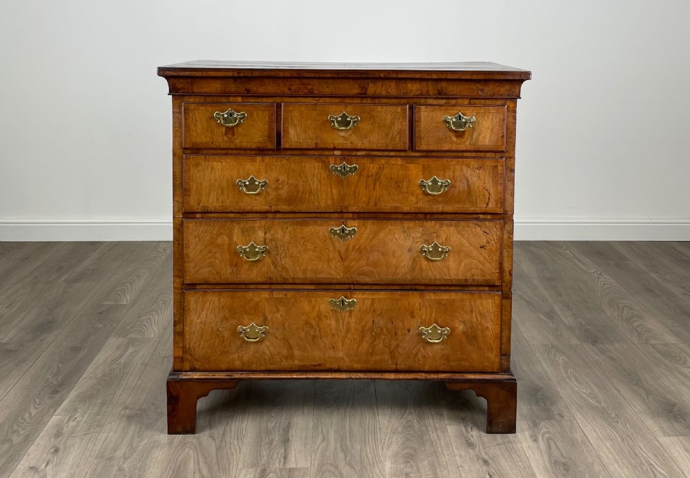 Antique 18th Century Figured Walnut Chest Of Drawers