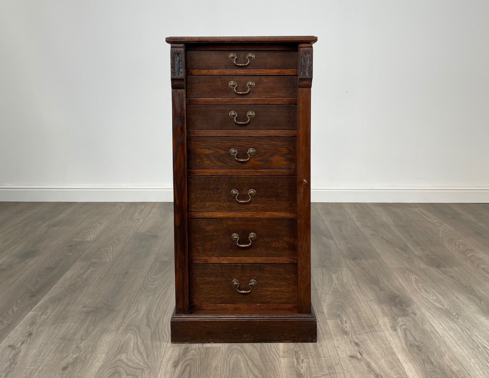 Antique Edwardian Wellington Chest Of Drawers In Oak View IV