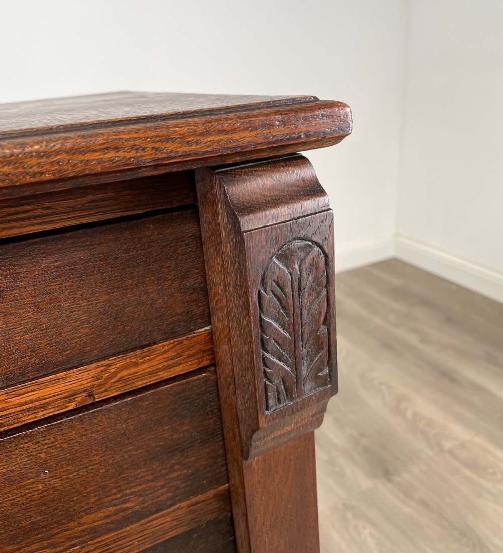 Antique Edwardian Wellington Chest Of Drawers In Oak View XVI