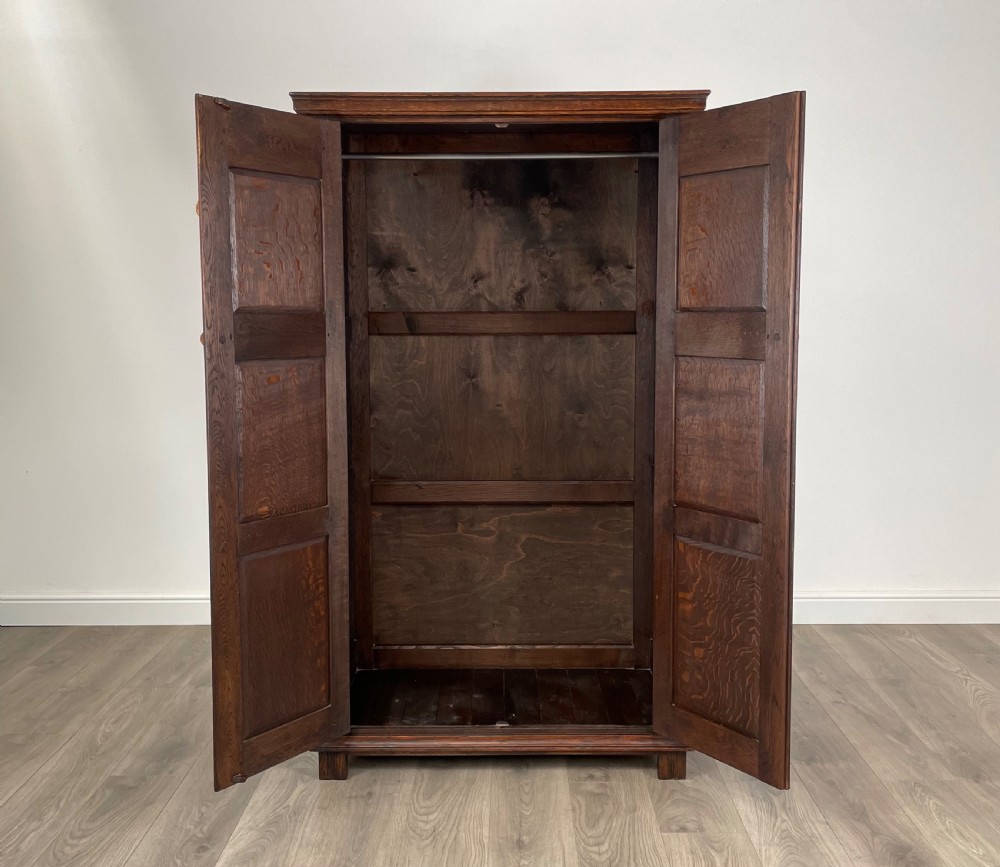 Antique Edwardian Wardrobe In Solid Oak View II