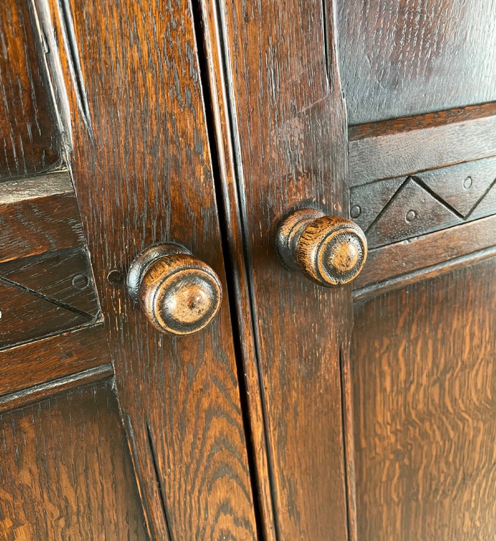 Antique Edwardian Wardrobe In Solid Oak View XI