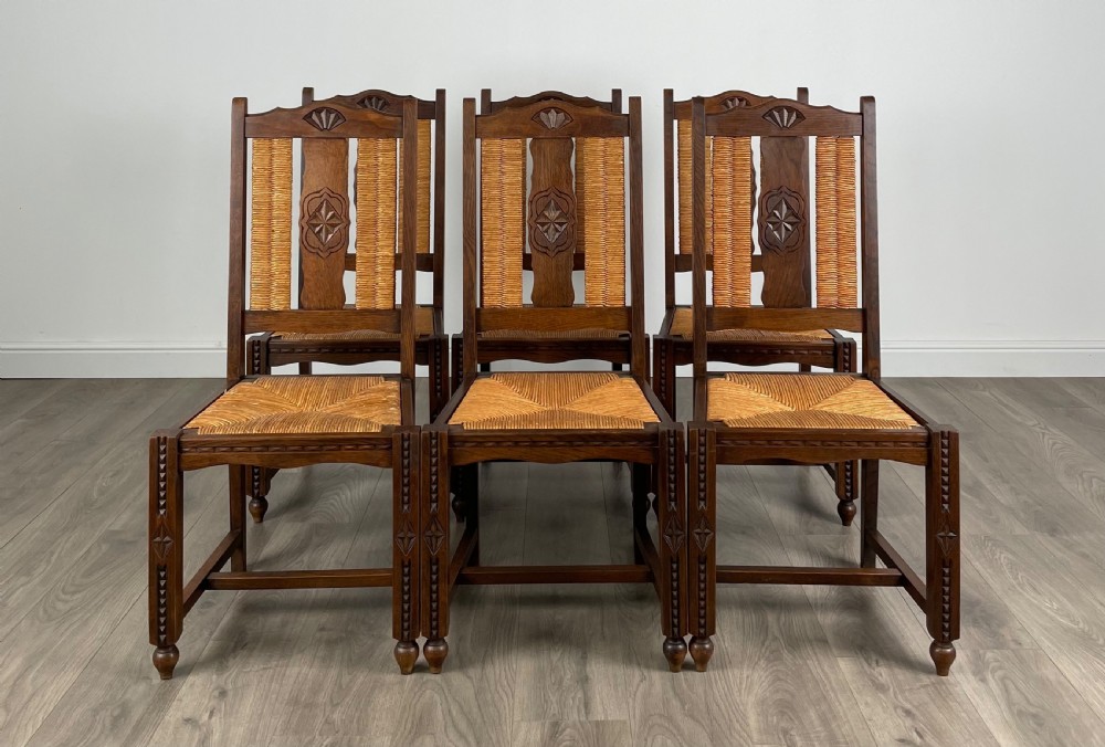 Antique Edwardian Set Of 6 Dining Chairs In Oak