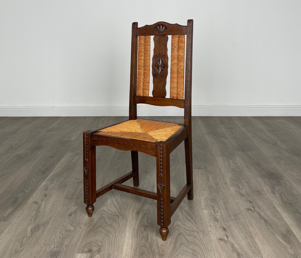Antique Edwardian Set Of 6 Dining Chairs In Oak View II