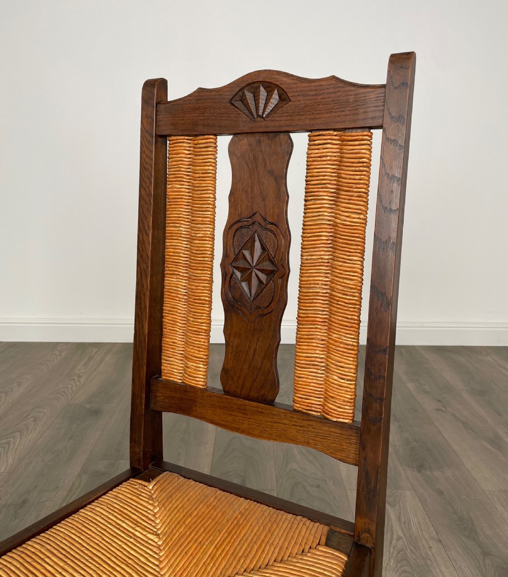 Antique Edwardian Set Of 6 Dining Chairs In Oak View III
