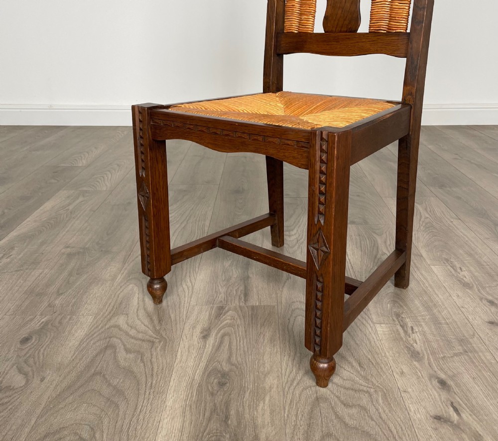 Antique Edwardian Set Of 6 Dining Chairs In Oak View V