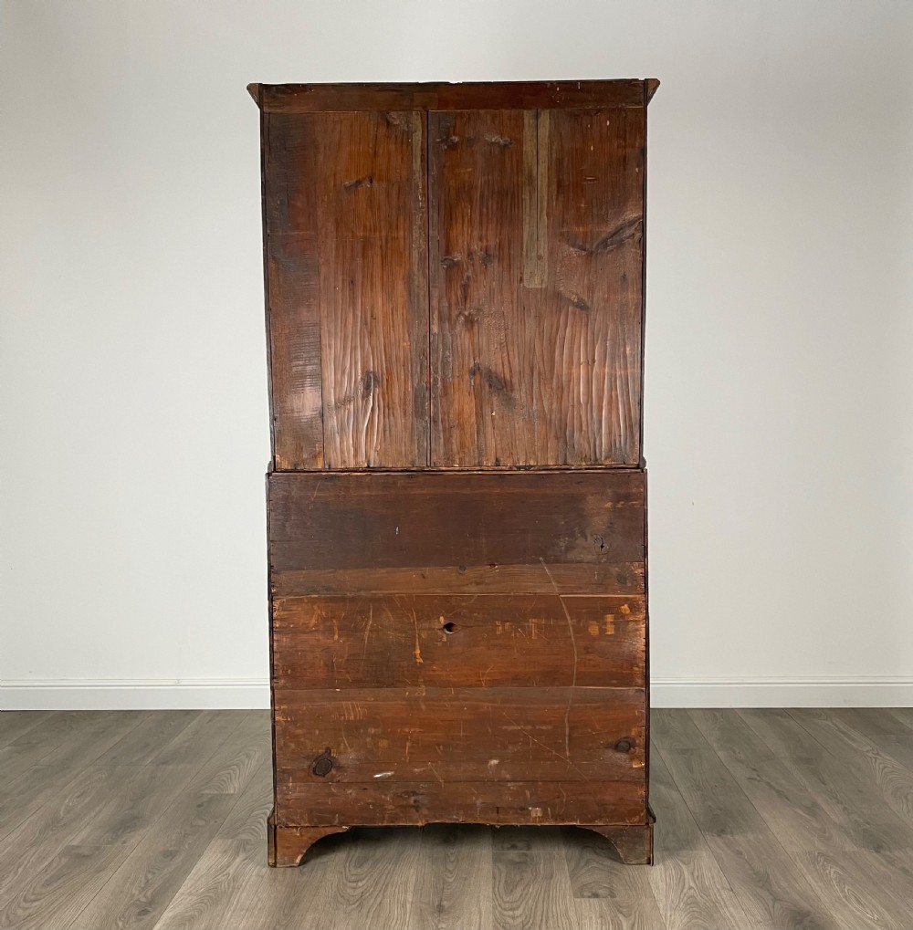 Antique Quality Georgian Bureau Bookcase In Oak View XI