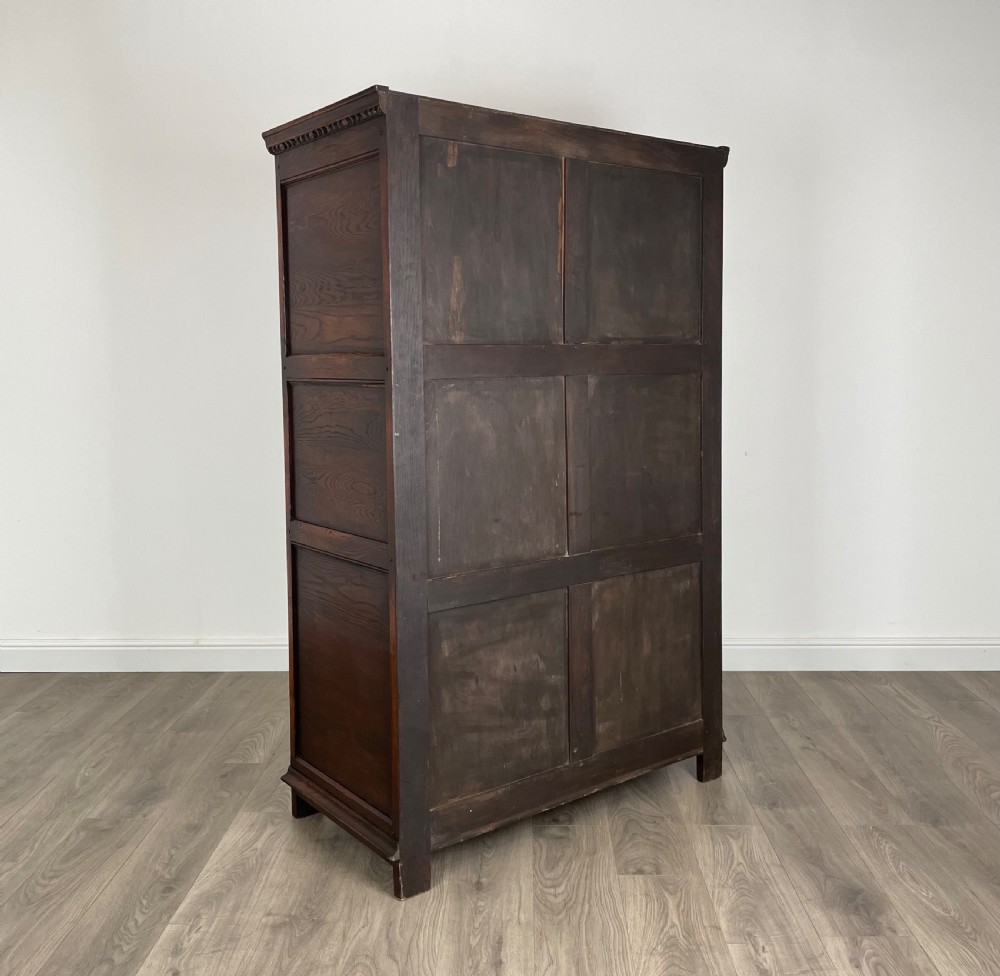 Antique Edwardian Solid Oak Wardrobe View VII