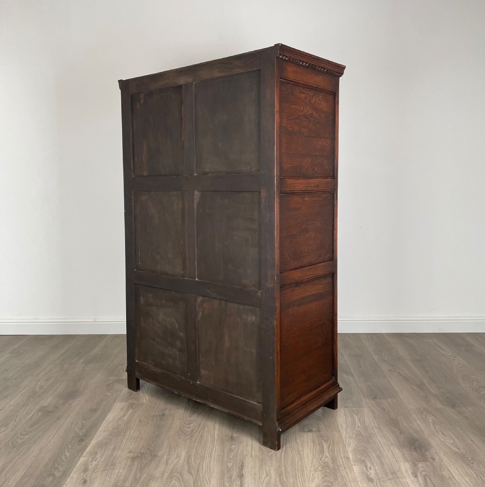 Antique Edwardian Solid Oak Wardrobe View IX