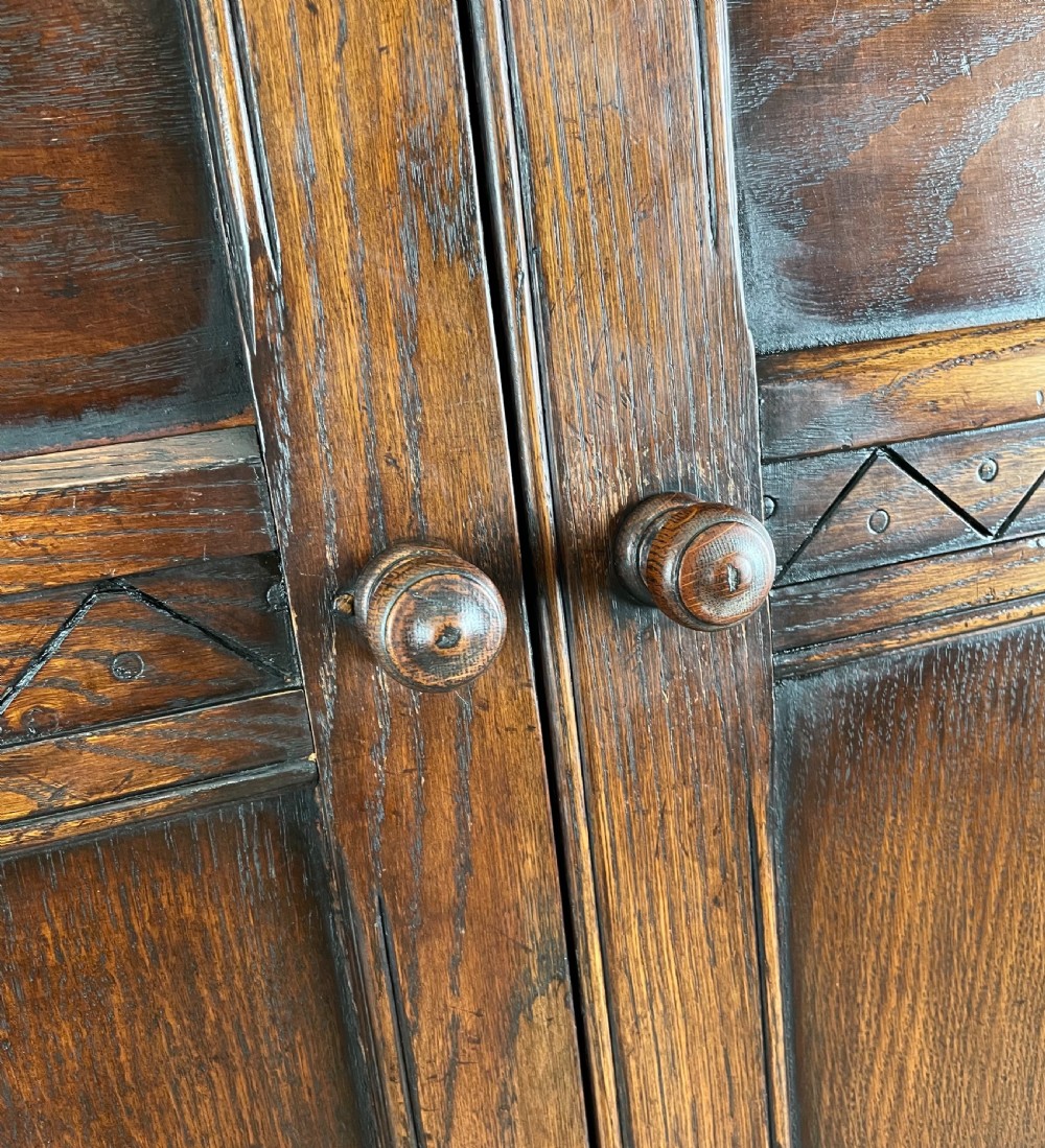 Antique Edwardian Solid Oak Wardrobe View XII