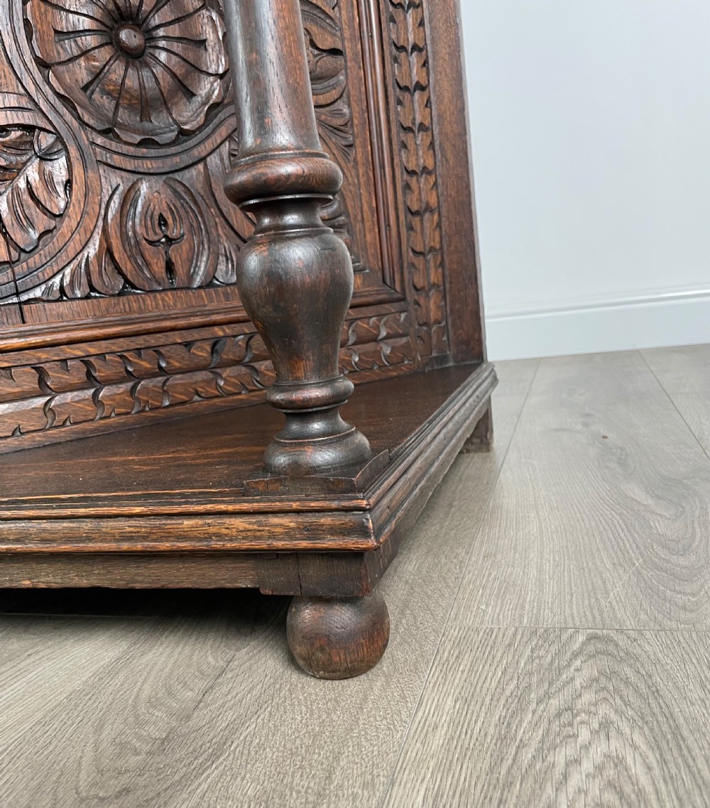 Antique Heavily Carved Victorian Sideboard In Oak View XII