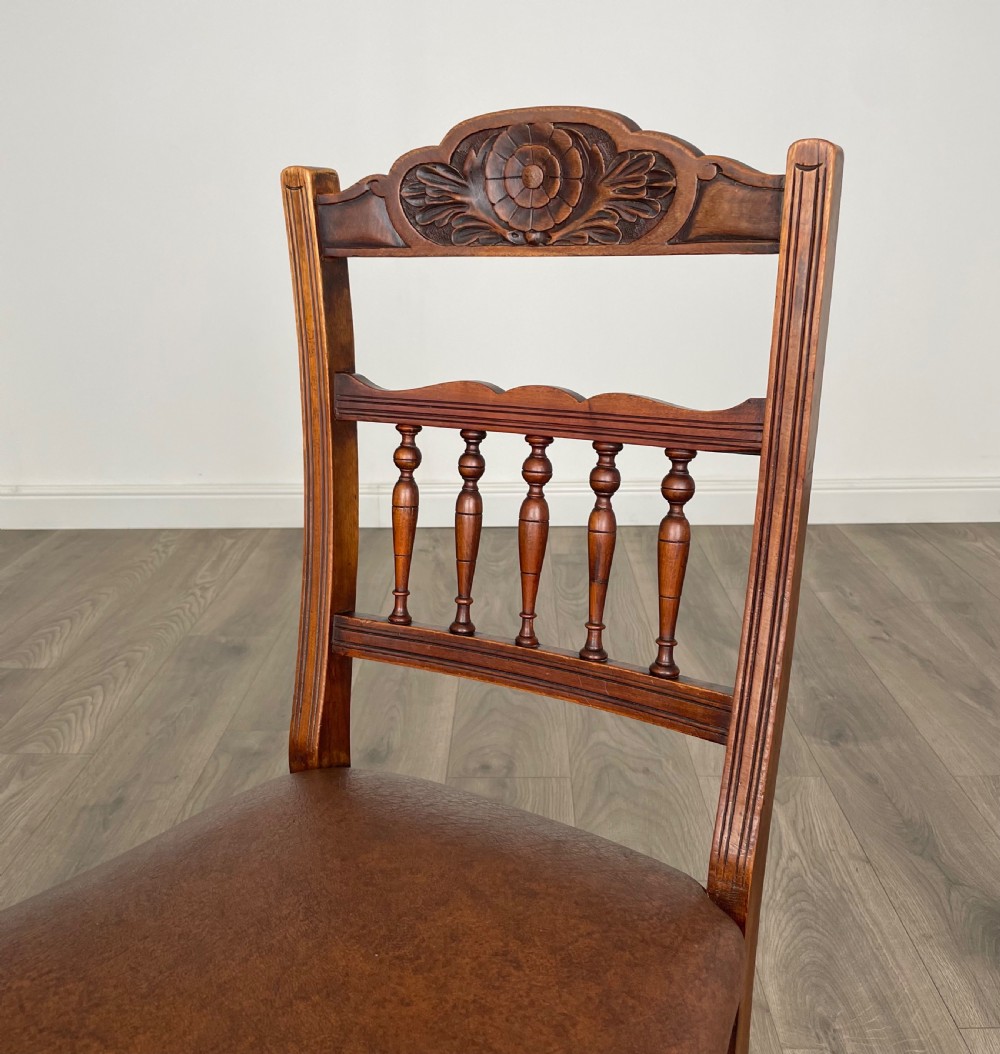 Antique Edwardian Set Of 6 Dining Chairs In Walnut View VIII