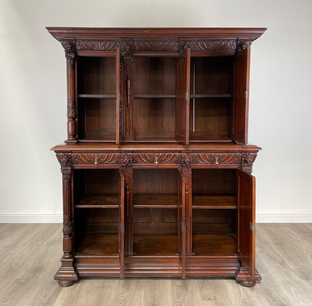 Antique Late 19th Century Heavily Carved Cupboard In Oak View II