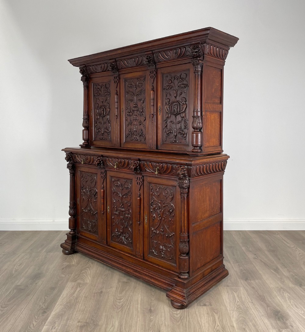 Antique Late 19th Century Heavily Carved Cupboard In Oak View III