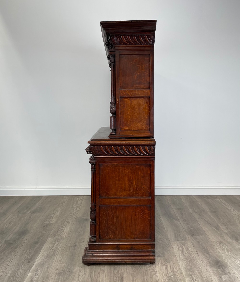Antique Late 19th Century Heavily Carved Cupboard In Oak View IV