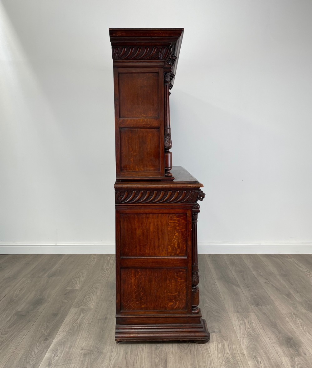 Antique Late 19th Century Heavily Carved Cupboard In Oak View VIII