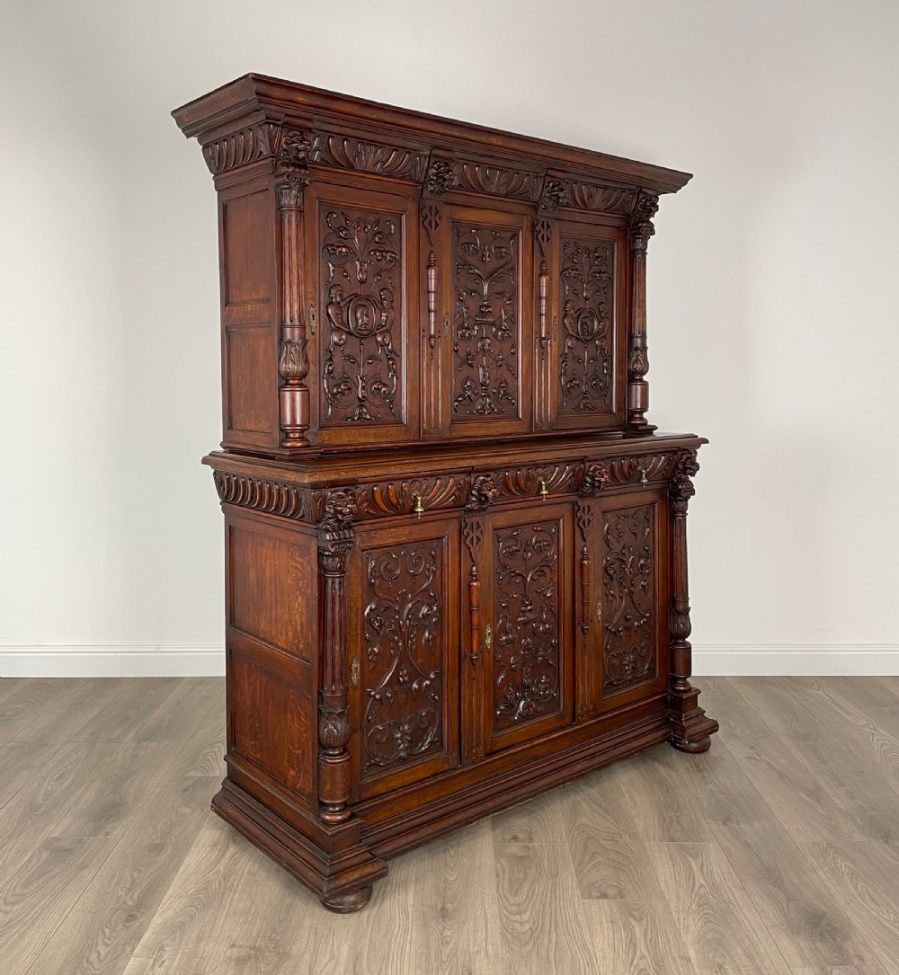 Antique Late 19th Century Heavily Carved Cupboard In Oak View IX