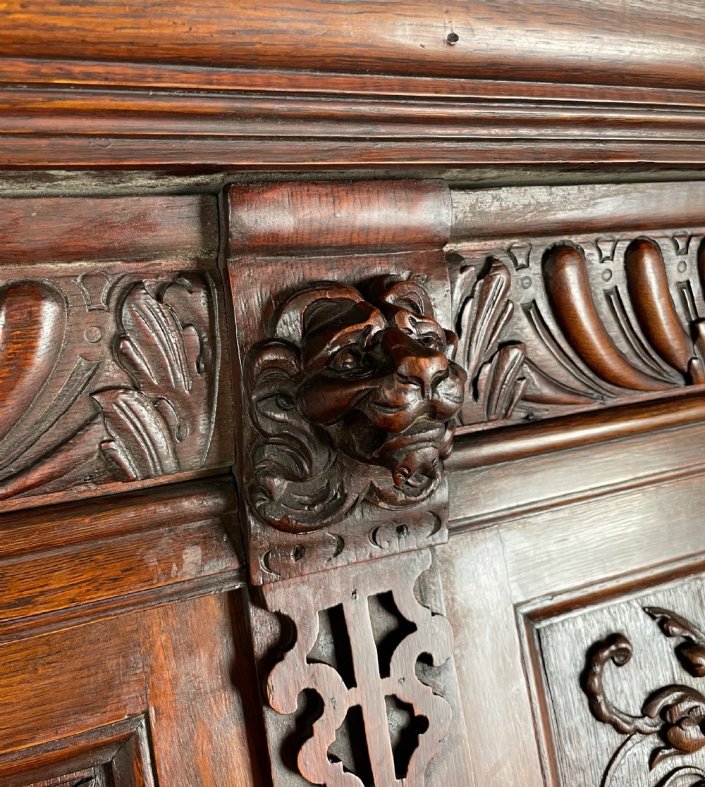 Antique Late 19th Century Heavily Carved Cupboard In Oak View XI