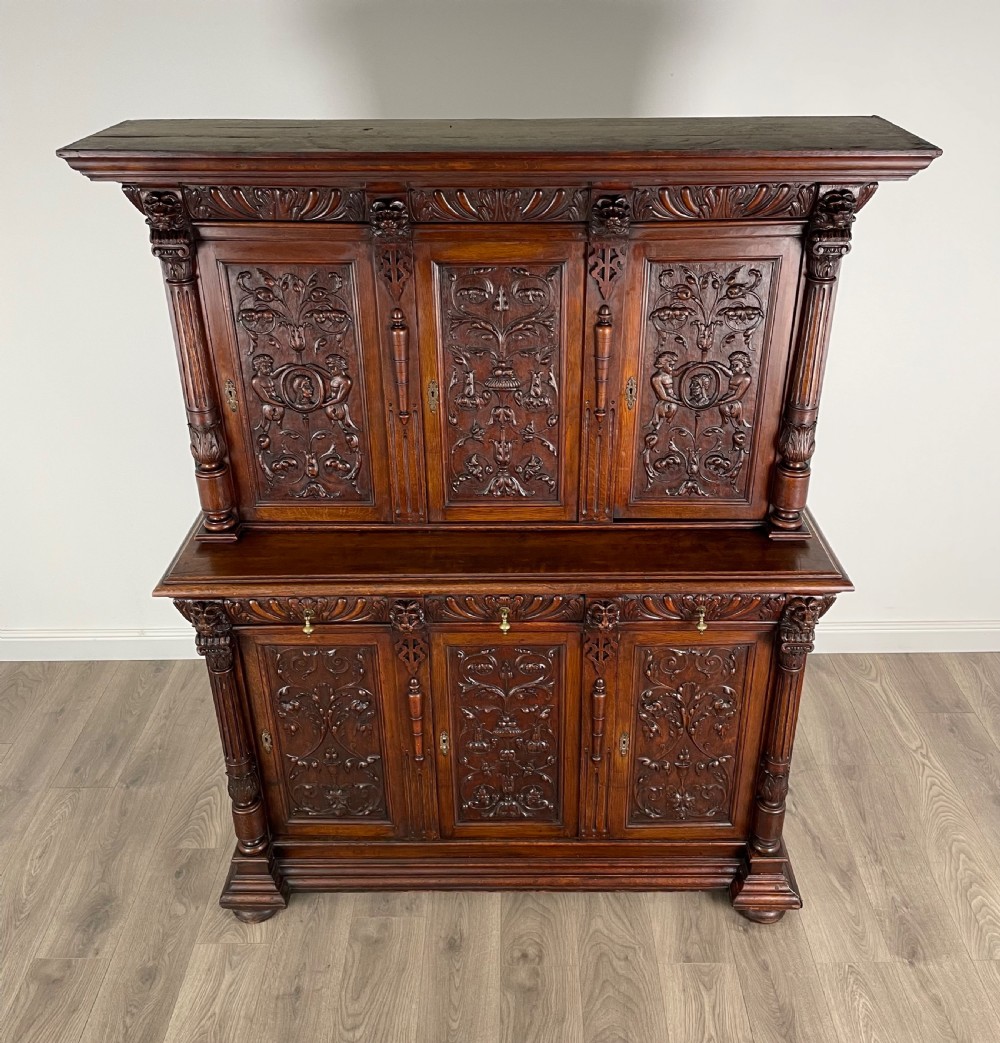 Antique Late 19th Century Heavily Carved Cupboard In Oak View XII