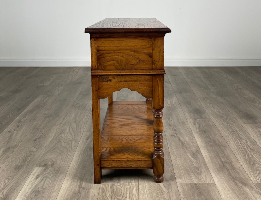 Antique 20th Century Console Table In Oak View VII