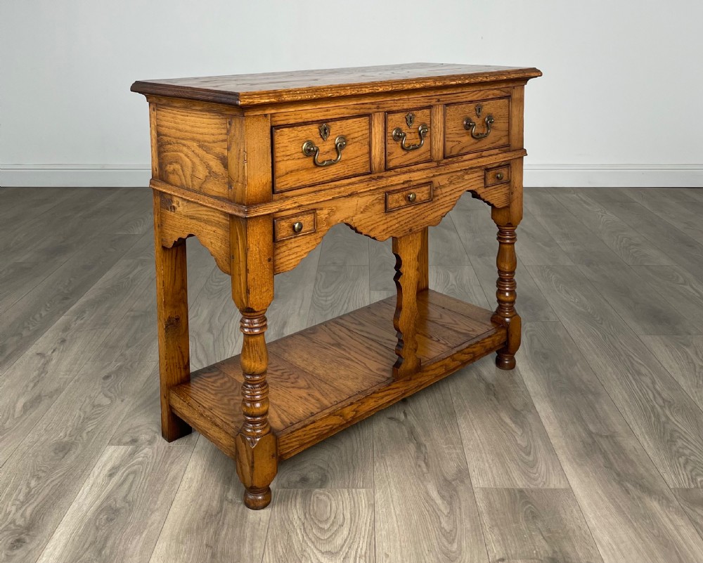 Antique 20th Century Console Table In Oak View VIII