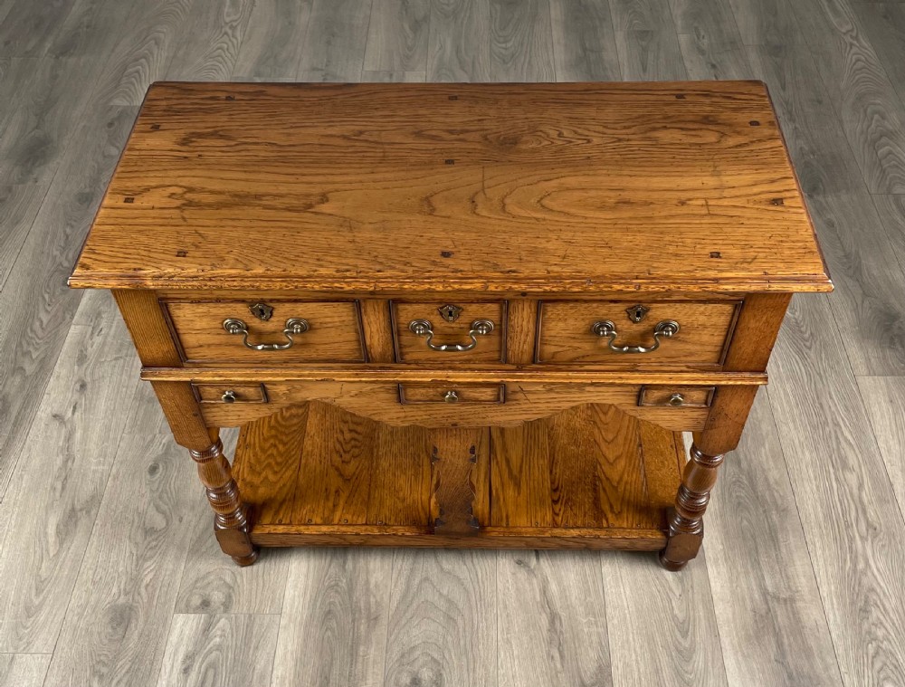Antique 20th Century Console Table In Oak View IX