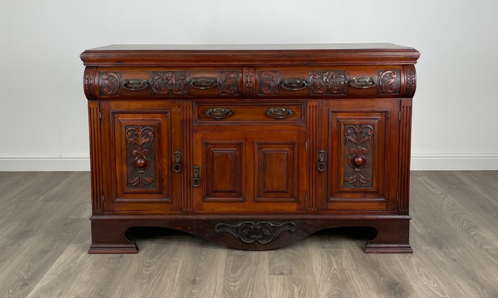 Antique 20th Century Art Nouveau Style Sideboard In Walnut