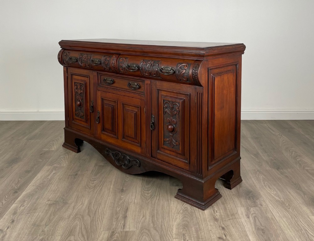 Antique 20th Century Art Nouveau Style Sideboard In Walnut View II