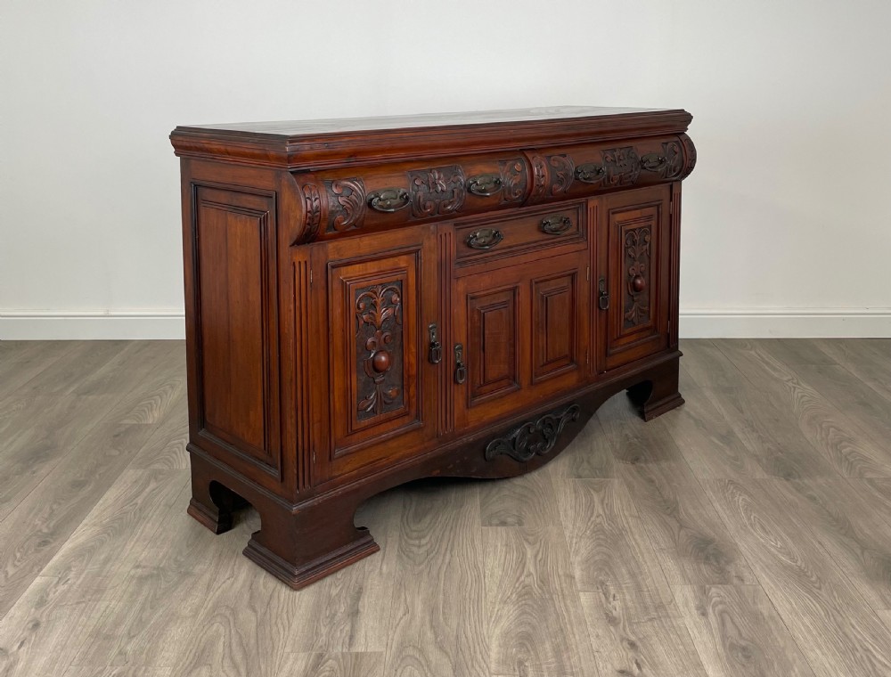 Antique 20th Century Art Nouveau Style Sideboard In Walnut View VIII