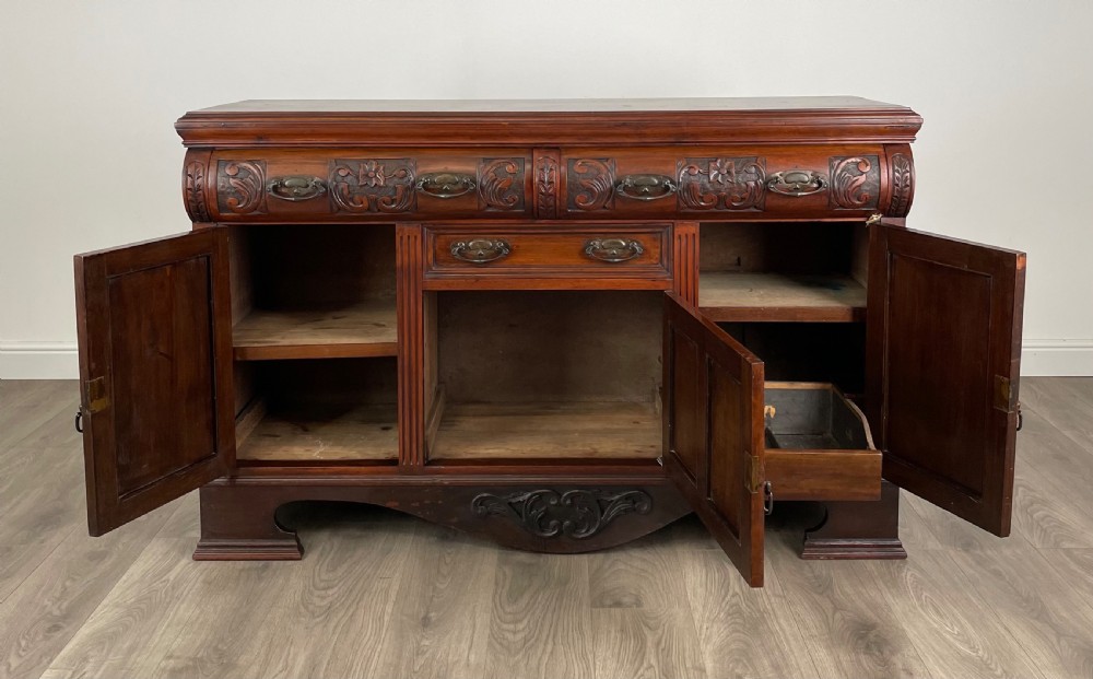Antique 20th Century Art Nouveau Style Sideboard In Walnut View IX