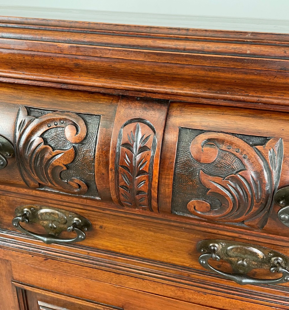Antique 20th Century Art Nouveau Style Sideboard In Walnut View XI