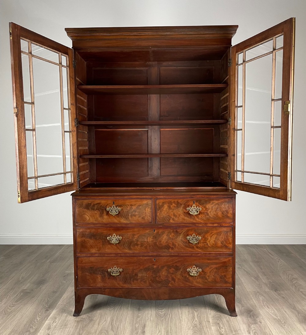 Antique 18th Century Bookcase On Chest In Mahogany View II