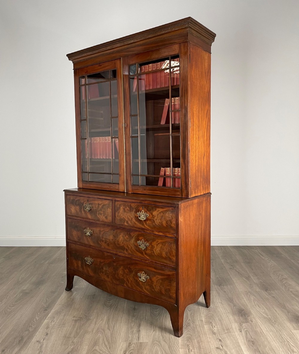 Antique 18th Century Bookcase On Chest In Mahogany View IV