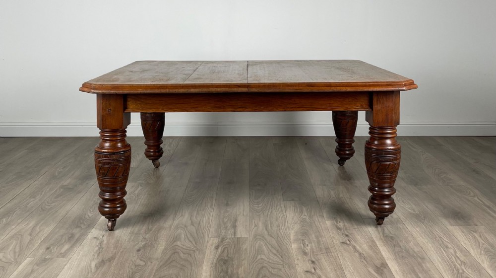 Large Antique 19th Century Dining Table In Oak View V