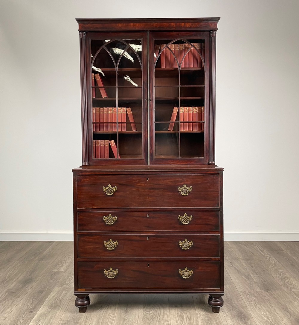 Antique 18th Century Secretaire Bookcase In Mahogany