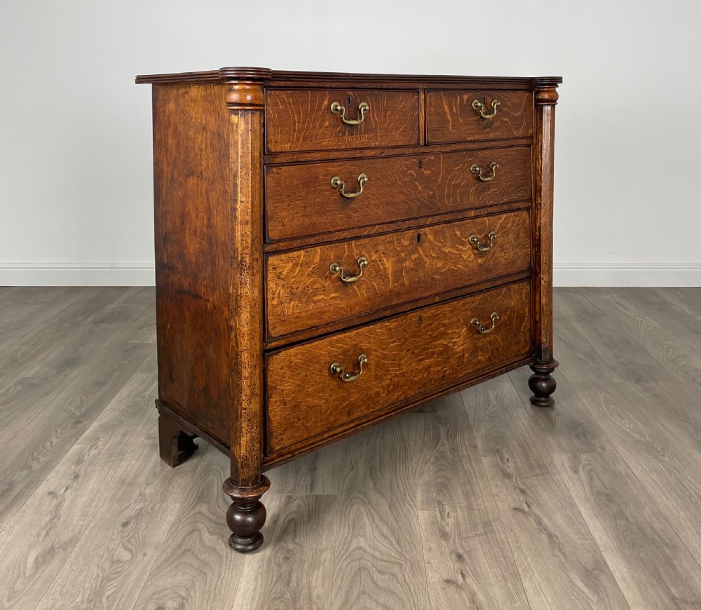 Antique 18th Century Quarter Cut Oak Chest Of Drawers ( REF AF-3050 ) View VIII
